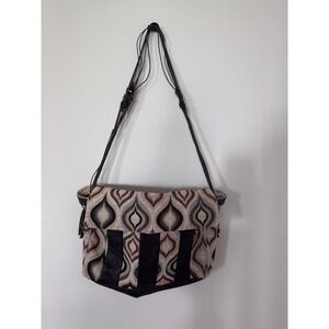 Boho Reversible Tote Shoulder Bag Tapestry Brown Embossed Hippie Artisan Purse